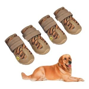 XSY&G Tiger Print Boots, Shoes For M Dogs Waterproof,Reflective Anti-slip Size 6